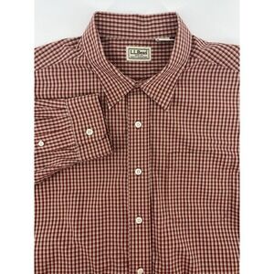 LL Bean Shirt Mens XL Red Plaid Button Up  Long Sleeve Preppy Classic